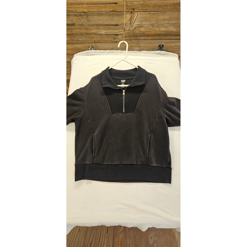Avia Mens XL Black Quarter Zip Fleece Pullover Sweatshirt Mock Neck Pocket